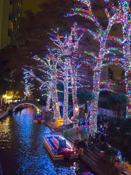 Holiday Lights along the San Antonio River Walk. 