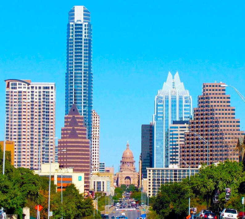 South Congress Street with a view of the Capital and skyline